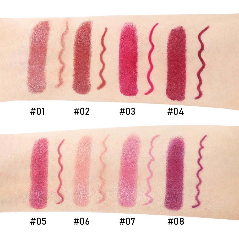 2-in-1 Light Purple Matte Lip Liner & Lipstick Combo Set,Lips Kit with Lip Liner Lip Stains Long Lasting Waterproof Smudge Proof