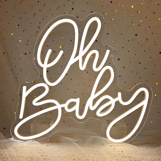 Oh Baby Neon Sign, Baby Shower LED Neon Light for Party Wall Decor Light Up Sign for Gender Reveal Birthday Party Decorati...