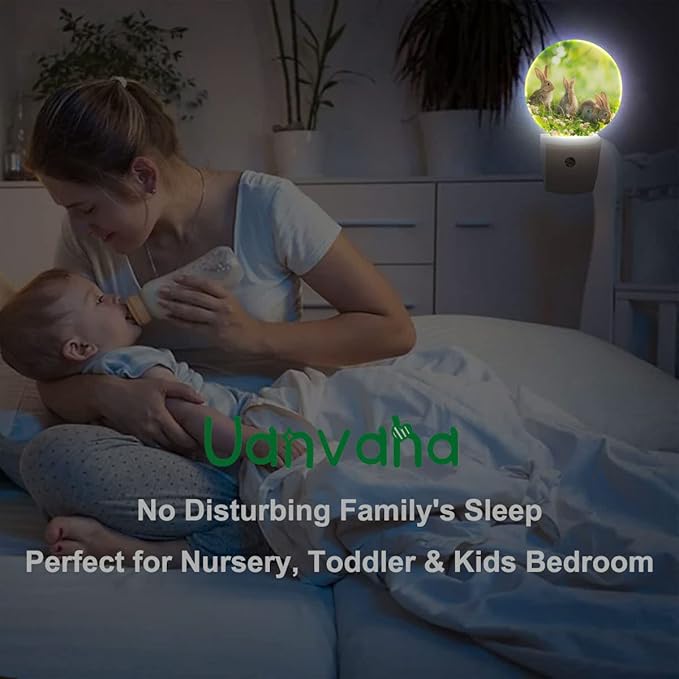 Easter Bunny Nightlight Cute Rabbits in Meadow Plug-in Nightlight Energy Saving 0.5W LED Lighting for Boys Girls Men Women Gift