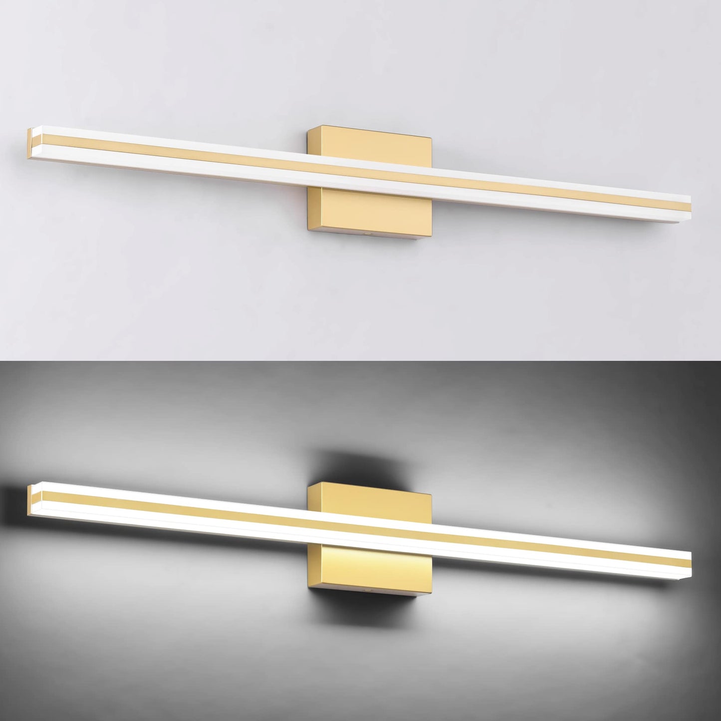 Solfart Dimmable Led Bathroom Vanity Light Fixture 31.9 Inch Golden Aluminum Over Mirror