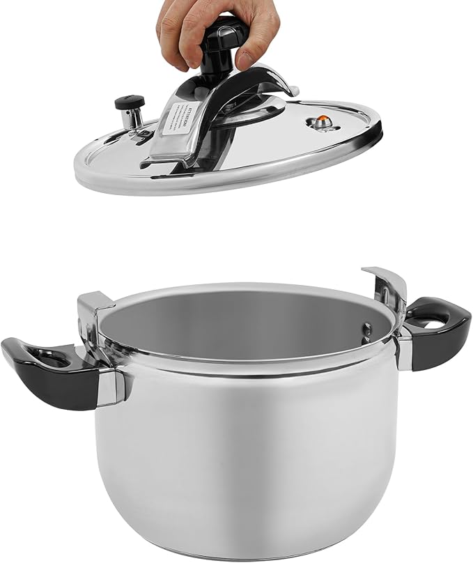 9.5QT Stainless Steel Pressure Cooker, 60Kpa Large Steamer Cooking Pressure Canner, Safety Valves, Compatible with Induction and Gas Stovetops for Family or Commercial