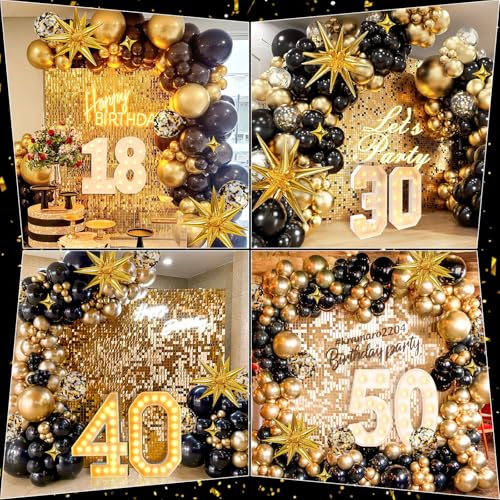 AivaToba Black and Gold Balloon Arch Kit, 126PCS Black and Gold Party Decorations for 2026 Prom, Anniversary, Graduation, ...