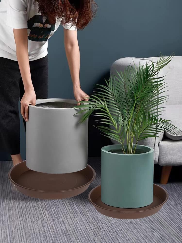 4 Pack of 16 inch Plant Saucer, Heavy Duty Round Plant Trays for Pots, Bird Bath Bowls, Plastic Plant Water Tray, Flower Plant Saucers for Indoors (16", Chocolate)
