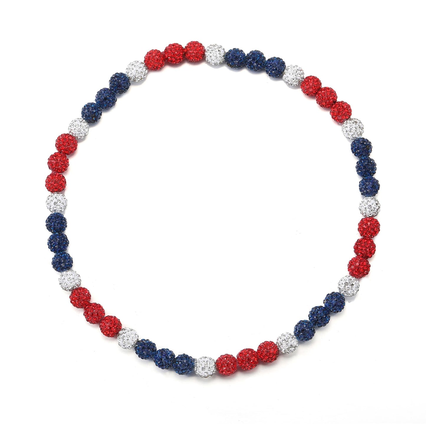 HSWYFCJY Baseball Beaded Chain Necklace for Men Women, Rhinestone Discoball Drip Accessories Red Blue and White Baseball Necklac