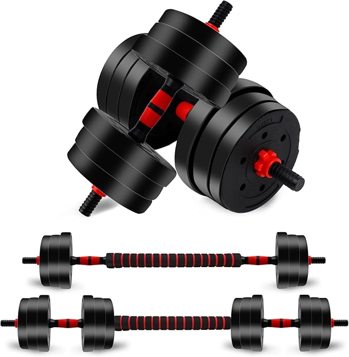 Adjustable Dumbbell Set, 44 Lbs Weights Dumbbells Sets,Barbell Weight Set with Connector, Workout Strength Training Equipm...