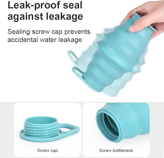 Tokhan Collapsible Water Bottles - 17.6 oz/500 ml, Leak-Proof, BPA-Free, Durable, and Innovative Design - Ideal for Travel & Outdoor Adventures (Smokey Black)
