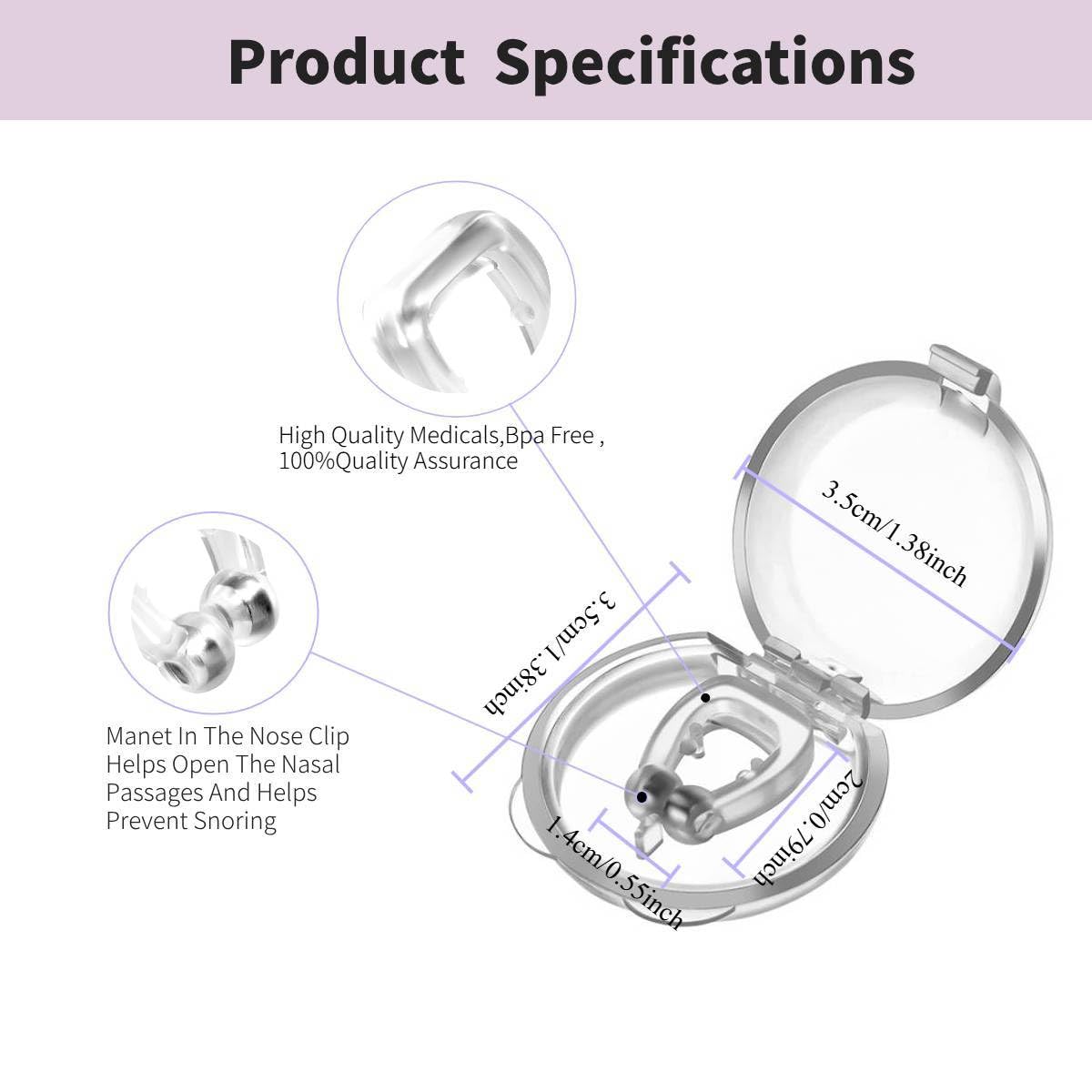 UGOOOSI 8 Pack Anti Snoring Devices, Silicone Magnetic Comfortable Snore Stopper, Snoring Solution for Men and Women, Individually Packaged, Reusable