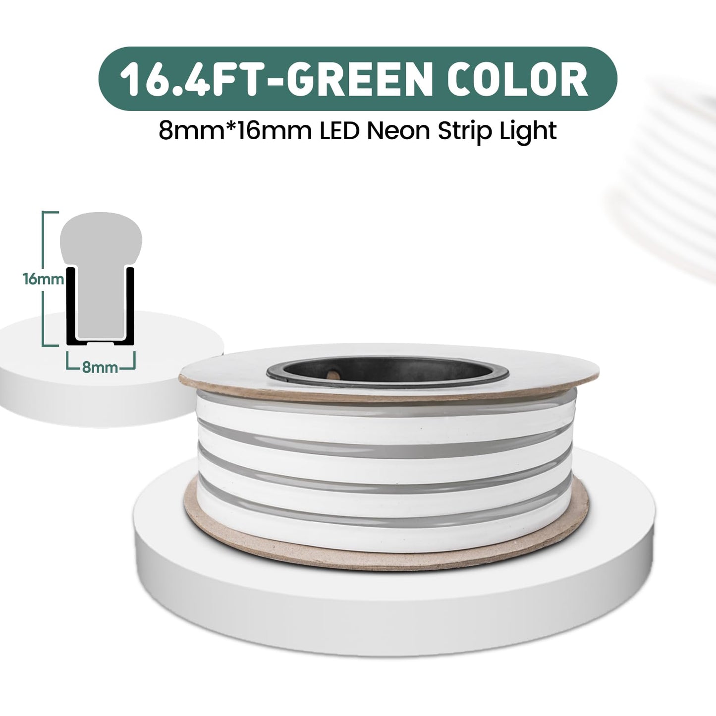 Gzbtech Flexible Led Neon Rope Lights 16.4Ft Ac 110-120V Waterproof Strip Light  120 Leds/M Cuttable Connectable Neon Lighting For Indoor Outdoor Home Decor/Commercial Building Use-Green 5M