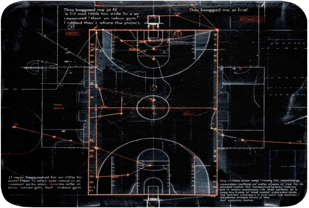 Feelyou Basketball Polyester Bath Rug Ball Sport Game Soft Fleece Door Carpet for Kids Boys Girls Basketball Court Plan Non Slip Bath Mat Sport Theme Bathroom Floor Indoor Doormat,20x32 Inch