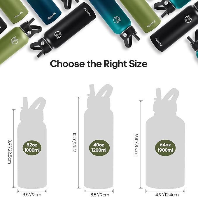 Insulated Water Bottles 40 oz with 2 Leak Proof Lids & Water Bottle Holder, Wide Mouth Sport Water Bottle with Straw, Reusable Stainless Steel Water Flask, Double Walled Vacuum Thermos