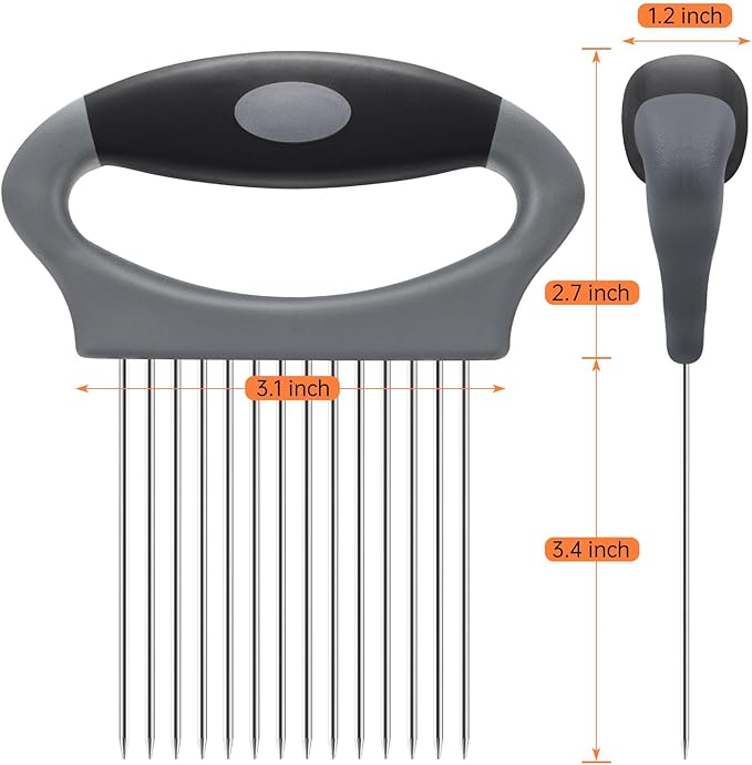 Onion Holder for Slicing, Large Stainless Steel Onion Slicer Holder - Multi-Purpose Vegetable Chopper Tomato Slicer, Food Cutter Assistant Tool for Potato, Avocado, Egg, Lemon, Fruit & Meat Tenderizer