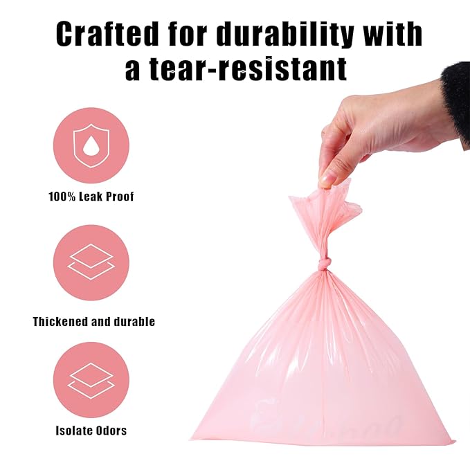 Disposable Diaper Bags for Baby - 20 Refill Rolls (300 Pack), Disposable Trash Bag with Dispenser - Cherry Blossom Scented, Pink, Ideal for Diaper Dispoal