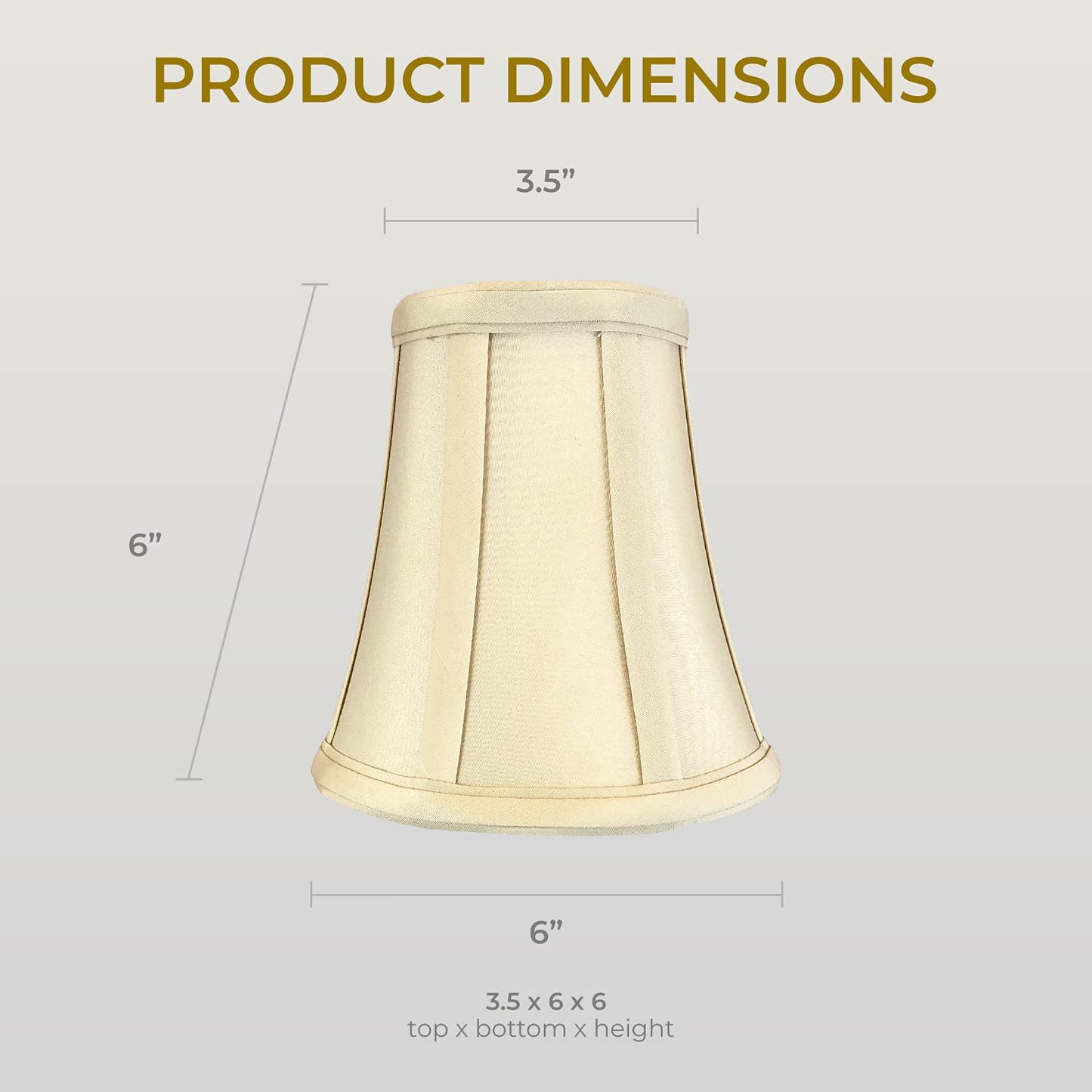 Royal Designs, Inc. True Bell Lamp Shade, UNO Fitter, 4inx8inx6.5in, Faux Silk, Beige, 2-Pack, Model BS-704UT-8BG-