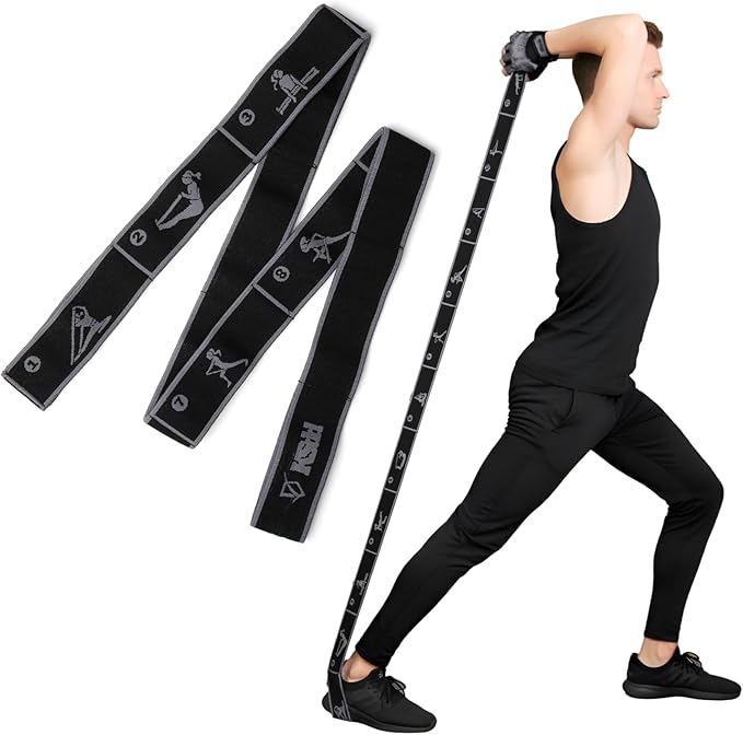 KSDD Elastic Yoga Strap with 11 Loops – Premium Stretch Band for Flexibility, Physical Therapy, Pilates, Leg & Full-Body E...