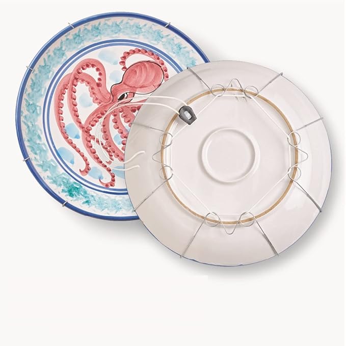 Display Buddie Adjustable Wall Plate Hanger - for Oval Square Round Rectangle Wall Display - Steel - Silicone Hooks - X-L 3-Pak 18"-24" up to 8 lbs