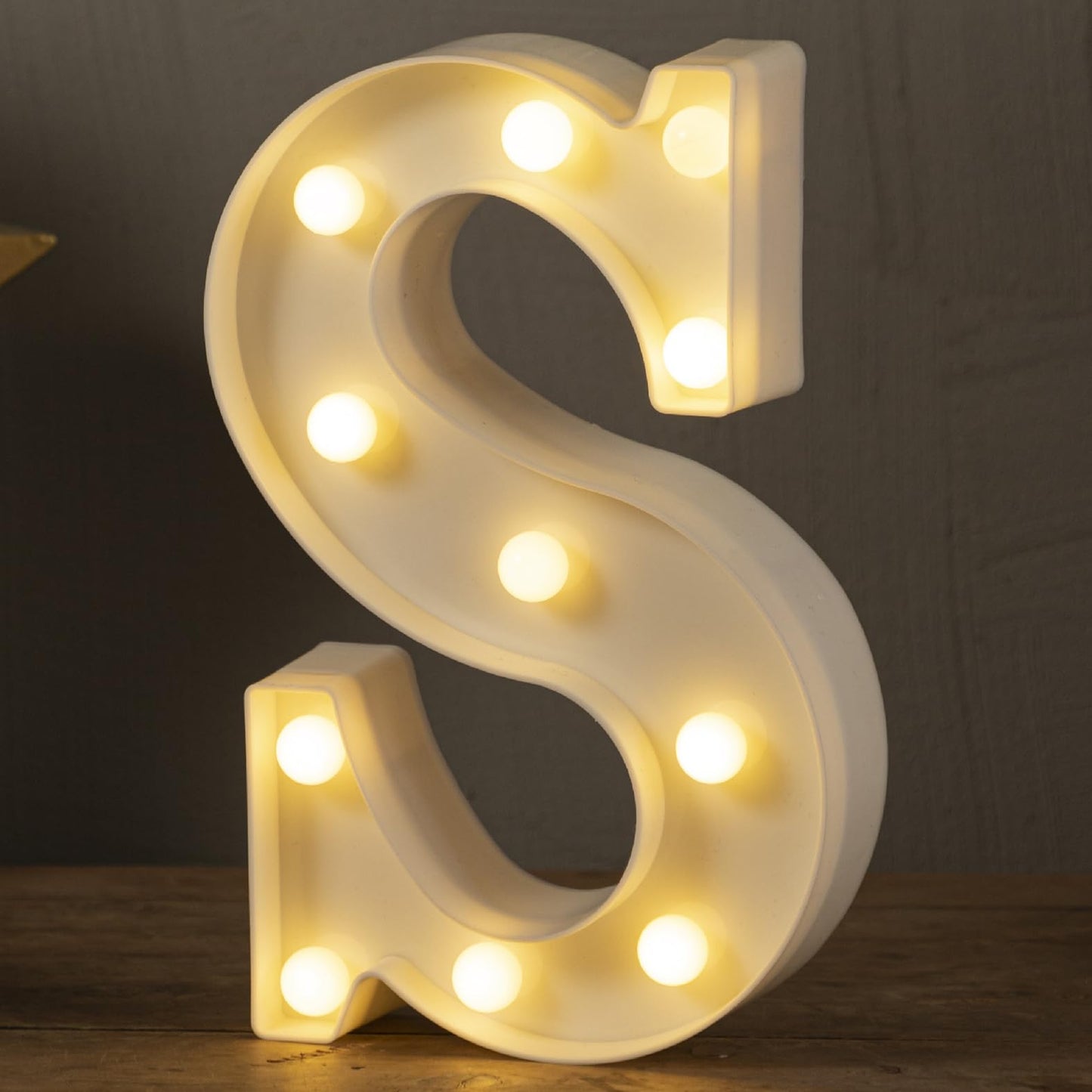 HXWEIYE LED Marquee Lights Sign, 26 Alphabet & 10 Numbers, Warm White-S, Battery Powered, Plastic for Party & Decor