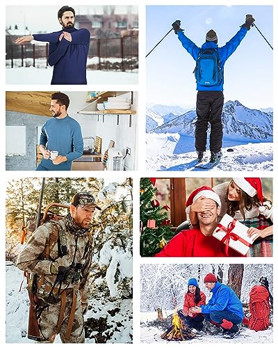 Runhit Mens Thermal Underwear Set：Fleece Lined Long Johns for Men Thermal Shirts and Pants Base Layer Cold Weather Thermals