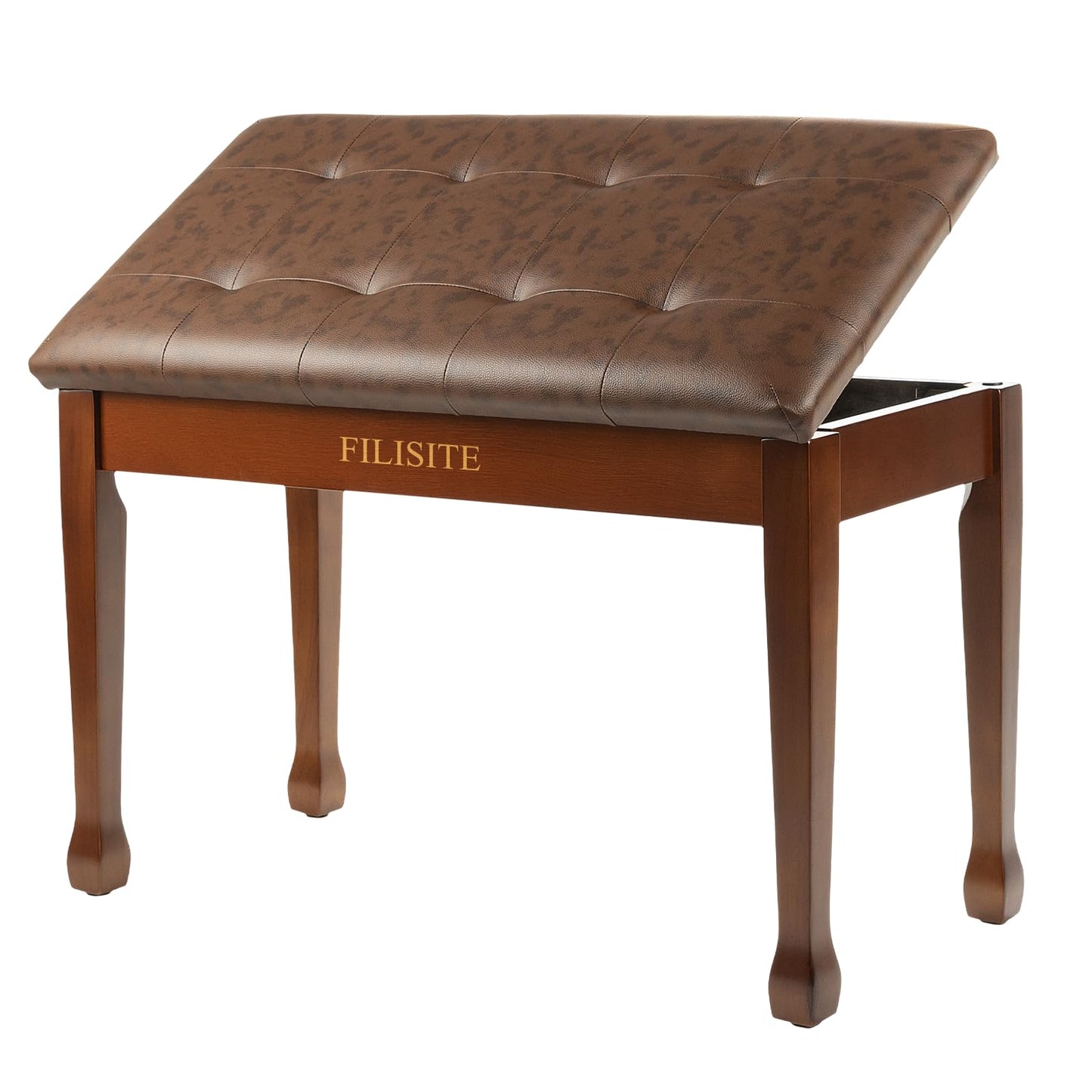FILISITE Duet Piano Bench with Storage, Wooden Piano Stool with Waterproof Padded Cushion, Bench Seat for Vanity, Living Room, B