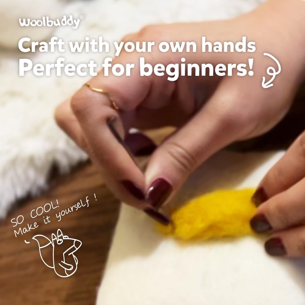 𝗪𝗼𝗼𝗹𝗯𝘂𝗱𝗱𝘆 𝗡𝗲𝗲𝗱𝗹𝗲 𝗙𝗲𝗹𝘁𝗶𝗻𝗴 𝗞𝗶𝘁 Fox Animal Project for Beginners and Adults – Includes Wool, 2 Felting Needles, and Instructions