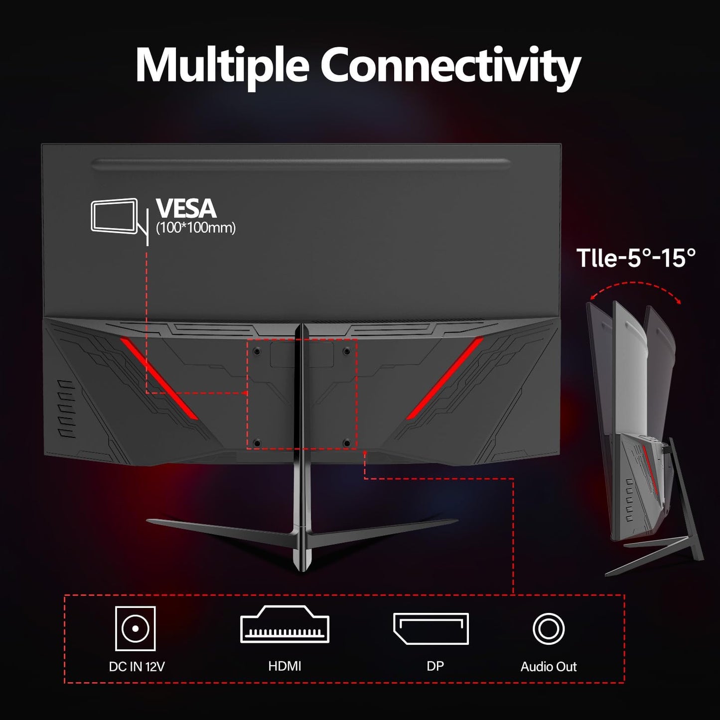 ZZA Gaming Monitor 27 Inch Curved 180Hz| 165Hz|144Hz|1ms| Computer Monitor FHD|1080P| 90% DCI-P3,100% sRGB,PC Monitor FreeSync| HDMI|HDR|Low Blue Light| HDMI|DP Ports| VESA Mount| Metal Stand