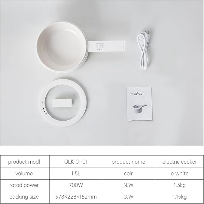 Electric Hot Pot,1.5L Ramen Cooker, Ceramic Glaze Non-stick Mini Pot, Portable Electric Hot Pot for for Steak, Egg, Fried Rice, Oatmeal, Soup with Dual Power Control, Dorm Room Essentials