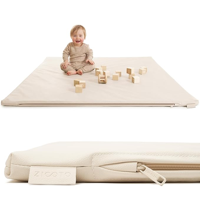 Stylish Padded Baby Play Mat for Your Boy or Girl - Extra Thick & Super Soft Vegan Leather Floor Mat Creates A Safe Play A...