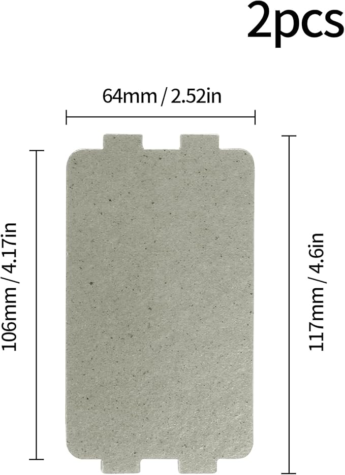 2 PCS Waveguide Cover, Universal Microwave Oven Mica Plate Sheet, 117mm X 64mm, Replacement Accessory for Home Kitchen Office