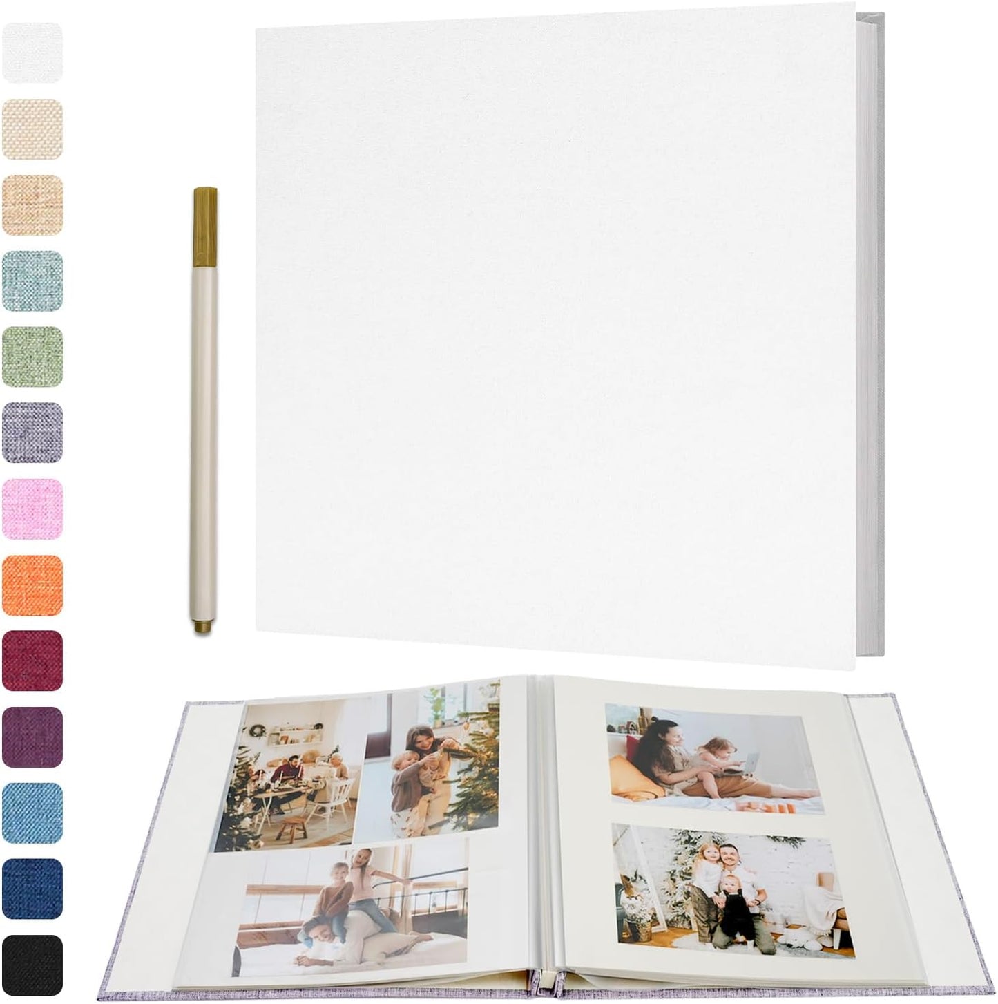 Vienrose Large Photo Album Self Adhesive for 4x6 8x10 10x12 Pictures Scrapbook Album DIY Scrap Book 40 Sticky Pages with A Metallic Pen 13"x12.6"40 Pages