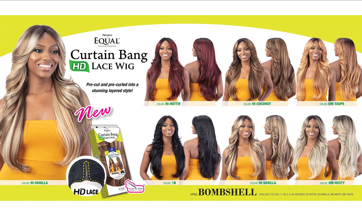 FreeTress Equal HD Lace Front Wig Curtain Bang Bombshell (ASH-BRONDE)