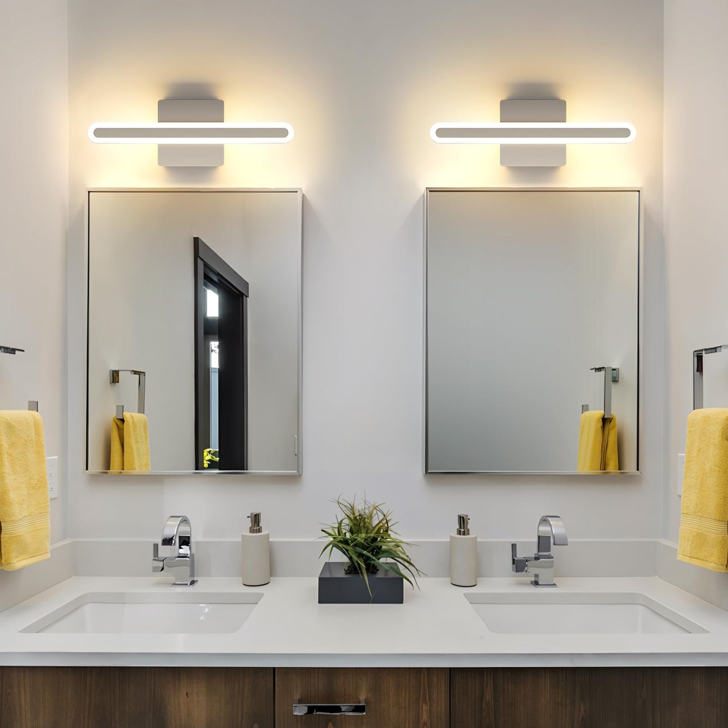 Joosenhouse 15.7 Inch Brushed Nickel Vanity Light For Bathroom - 5Cct Dimmable Led Light Bar  16W Hardwired Mirror Light  Adjustable Brightness  Modern Bathroom Lighting
