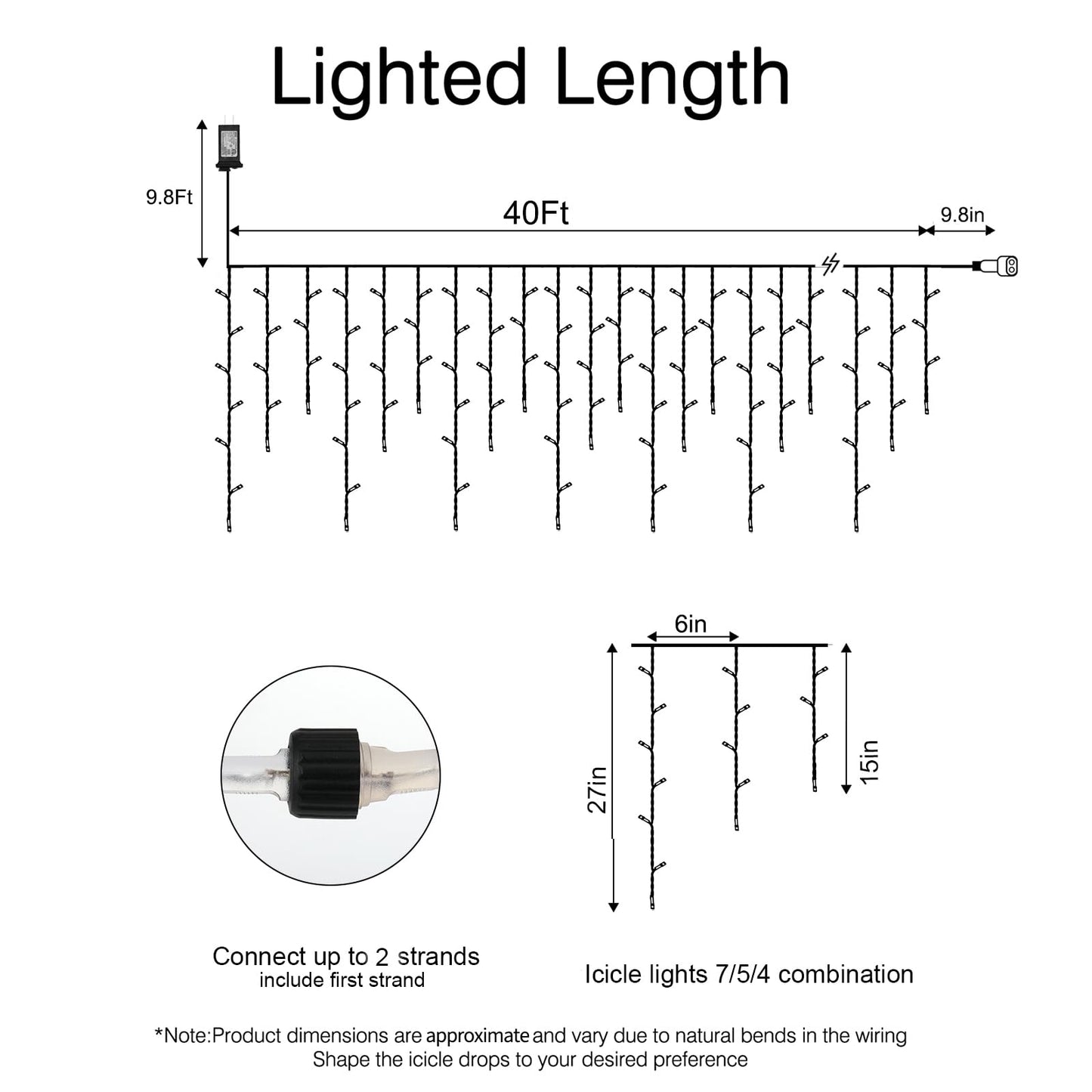 Icicle Christmas Lights Outdoor - 40 Ft 432 Led Icicle Lights With 81 Drops  8 Modes  Ice String Lights With Remote  Timer  Waterproof Fairy Lights For Roof Patio Tree House Decor  Blue & White