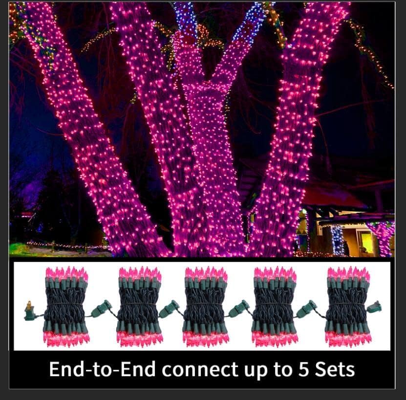 Lamphome Pink Christmas ValentineS String Lights 100 Mini Incandescent Fairy Light Decor 20 Ft Green Wire Indoor & Outdoor Party Patio Bedroom  Xmas Tree Garland Easter Holiday Decoration