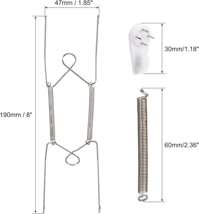 uxcell 5pcs Plate Hanger, 8 Inch Stainless Steel Invisible Wall Plate Hangers with Wall Decorative Hooks and Tip Protectors for Decorative Plates and Art, Silver