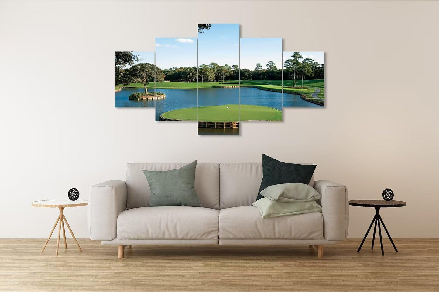chenchenArt USA Golf Course Wall Art for Living Room Bedroom Bathroom Home Decorations USA TPC Sawgrass Golf Course Pictures Posters Canvas Prints Modern Artwork Framed Ready to Hang(60''W x 40''H)