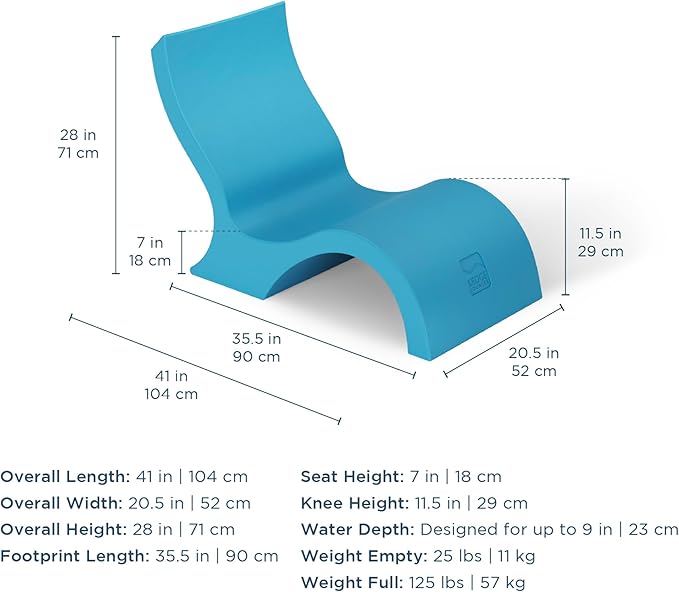 Ledge Lounger - Signature Lowback Chair - for in-Pool or On-Deck Use - Water Depths 0-9” - Compatible with All Types - Resin Water Chairs - for Pool, Sundeck, Patio - Set of 2 - Granite Gray