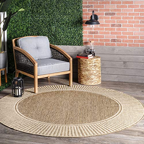 Nuloom Asha Light Brown/Ivory, 5' x 8', Casual, Striped Border, Soft and Cozy, High Traffic, Stain Resistant, Easy Clean, ...