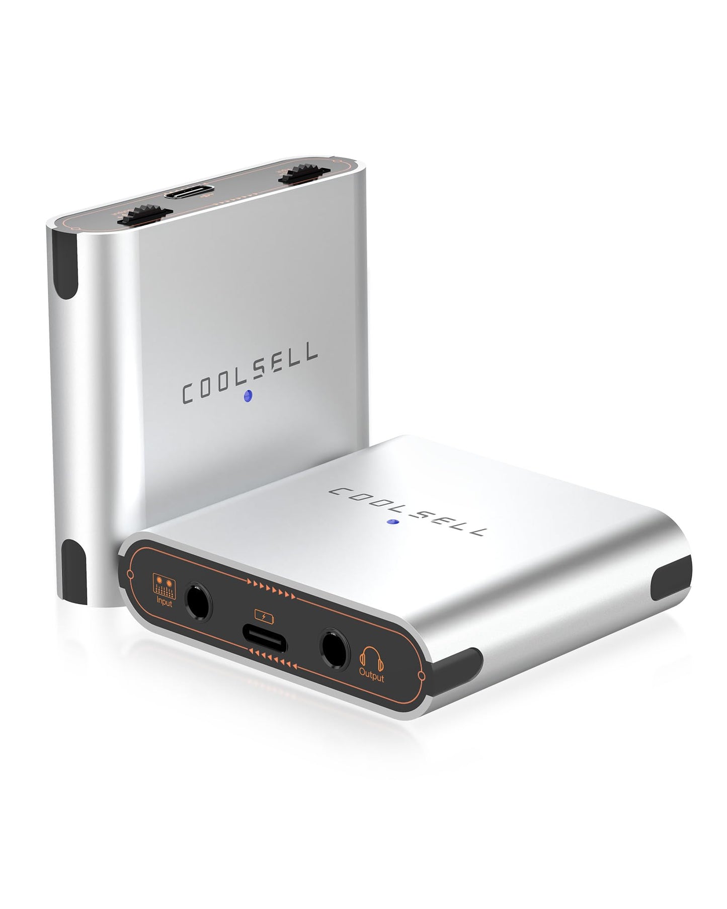 Coolsell Portable Audio Interface 24Bit/192Khz, Dual Gain Knob, Stereo Usb C And Iphone Interface For Live Streaming And Recordi