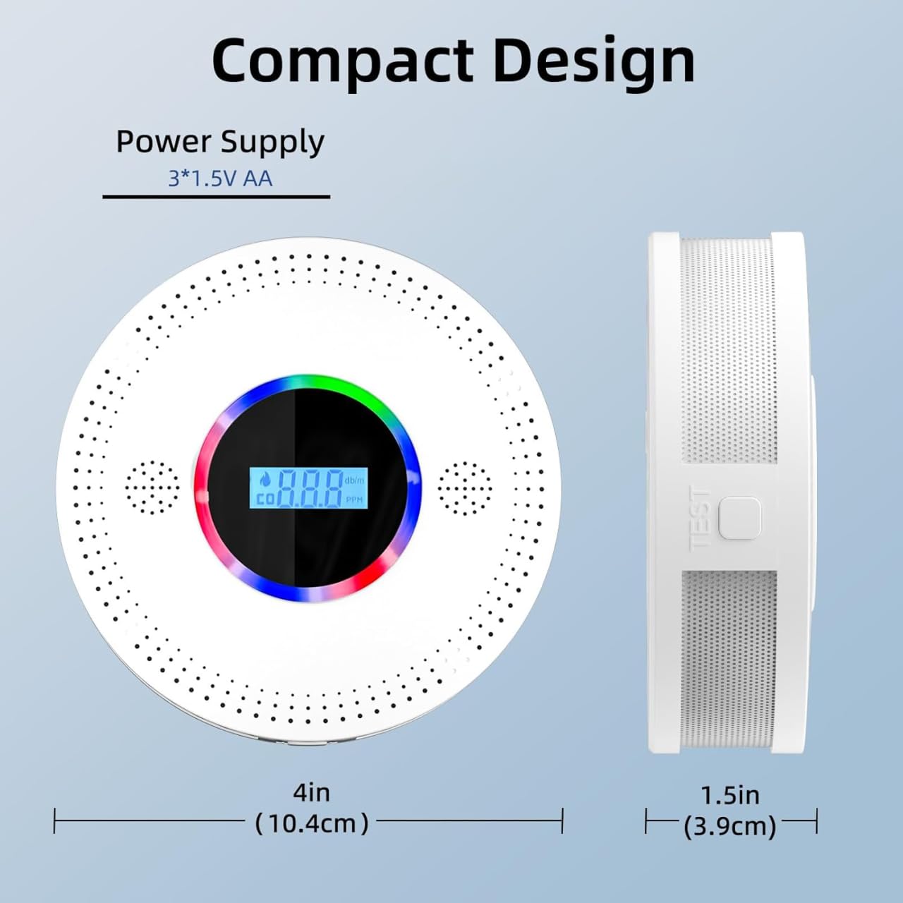SHYEEH Smoke and Carbon Monoxide Detector, Combination Smoke Alarm and Carbon Monoxide Detector Battery Powered, CO Detector with Sensitive Sensor, LCD Display and Sound Warning, CDR-813