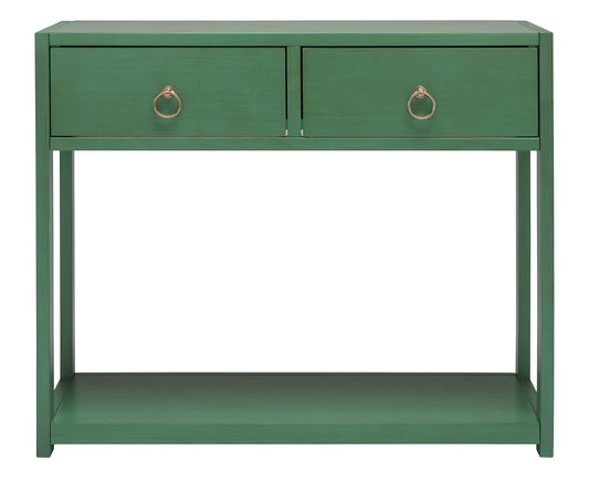 SAFAVIEH Home Collection Sadie Contemporary Turquoise Green 2-Drawer Console Table (Fully Assembled)