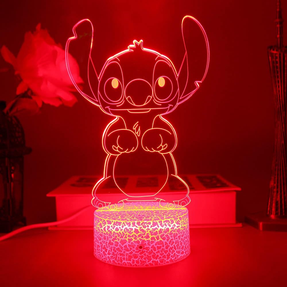 Lilo and Stitch 3D Night Light, Remote Control, 16 Colors, Acrylic, 8 x 2 x 6 inches, Model ST01