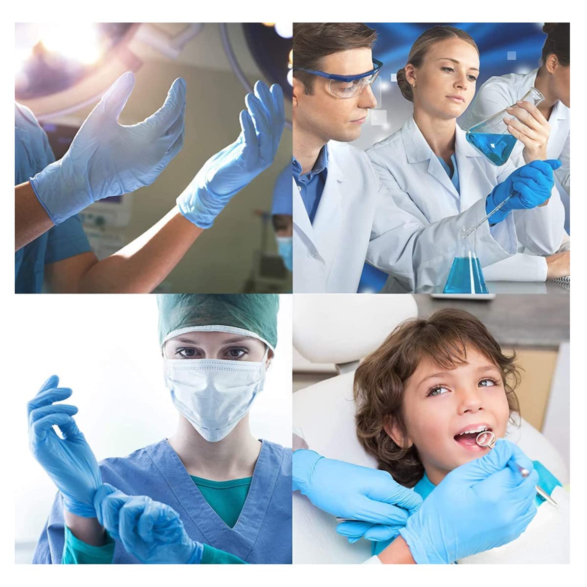 Basic Medical Synmax Vinyl Exam Gloves - Latex-Free & Powder-Free - Medium, BMPF-3002(Case of 1,000) Blue