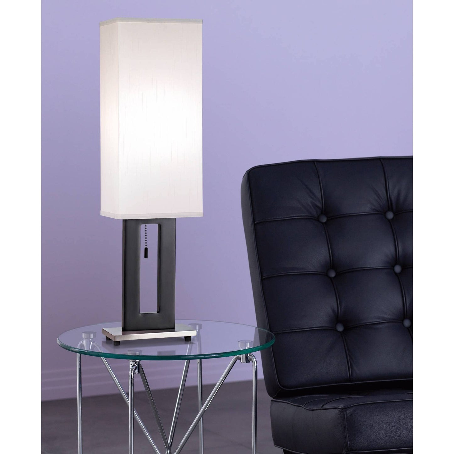 360 Lighting 30 Tall Floating Modern Table Lamps Set Of 2 - Black Metal Frame, White Fabric Shade For Bedroom, Living Room, Office