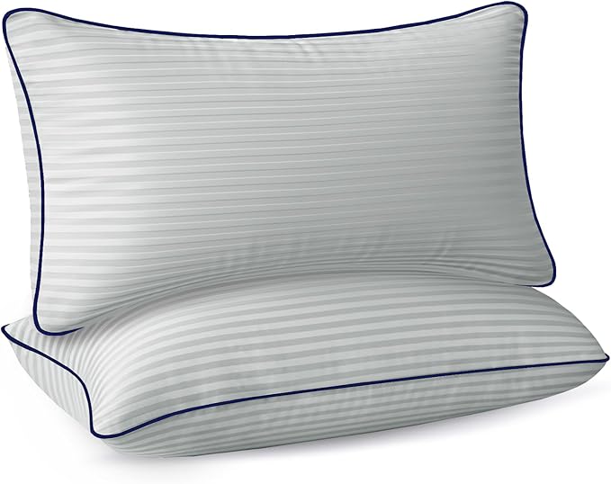 Hotel Pillows for Sleeping Standard Size Set of 2, Soft Down Alternative Pillow for Side, Back or Stomach Sleeper, Light Grey