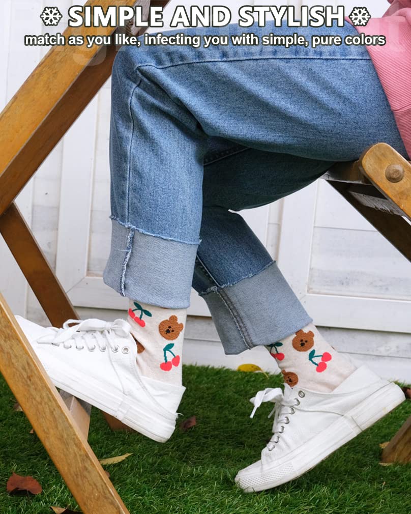 IIG 3-6 Pairs Womens Cute Animal Patterned Funny Novelty Cotton Crew Socks (Cute animal 02-5 pairs)
