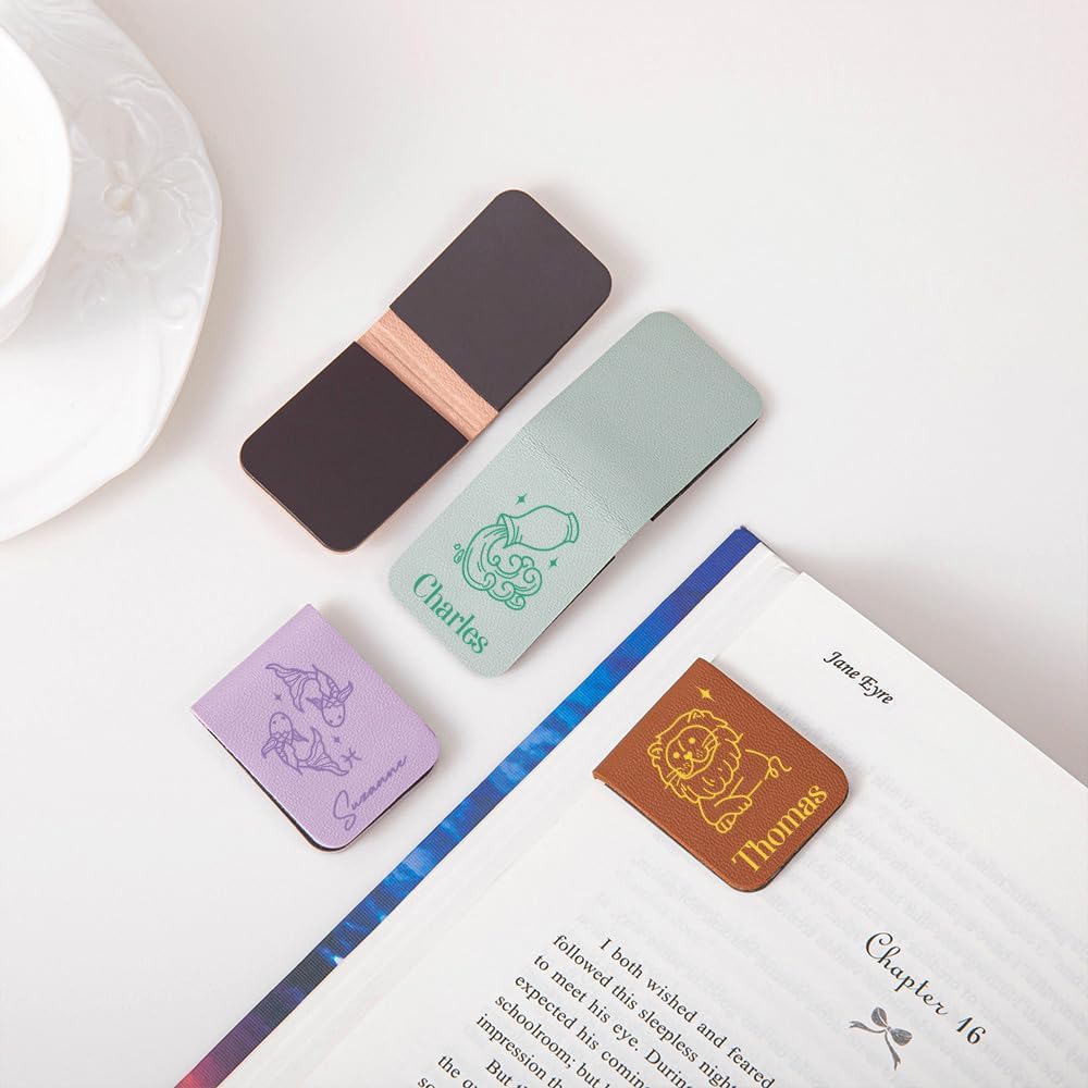 CALLIE Personalized Magnetic Bookmark Clip – Custom Name Reading Gifts for Book Lovers, Birthday Teacher's Day Christmas for Bookworm Gifts (Cute Zodiac Sign)