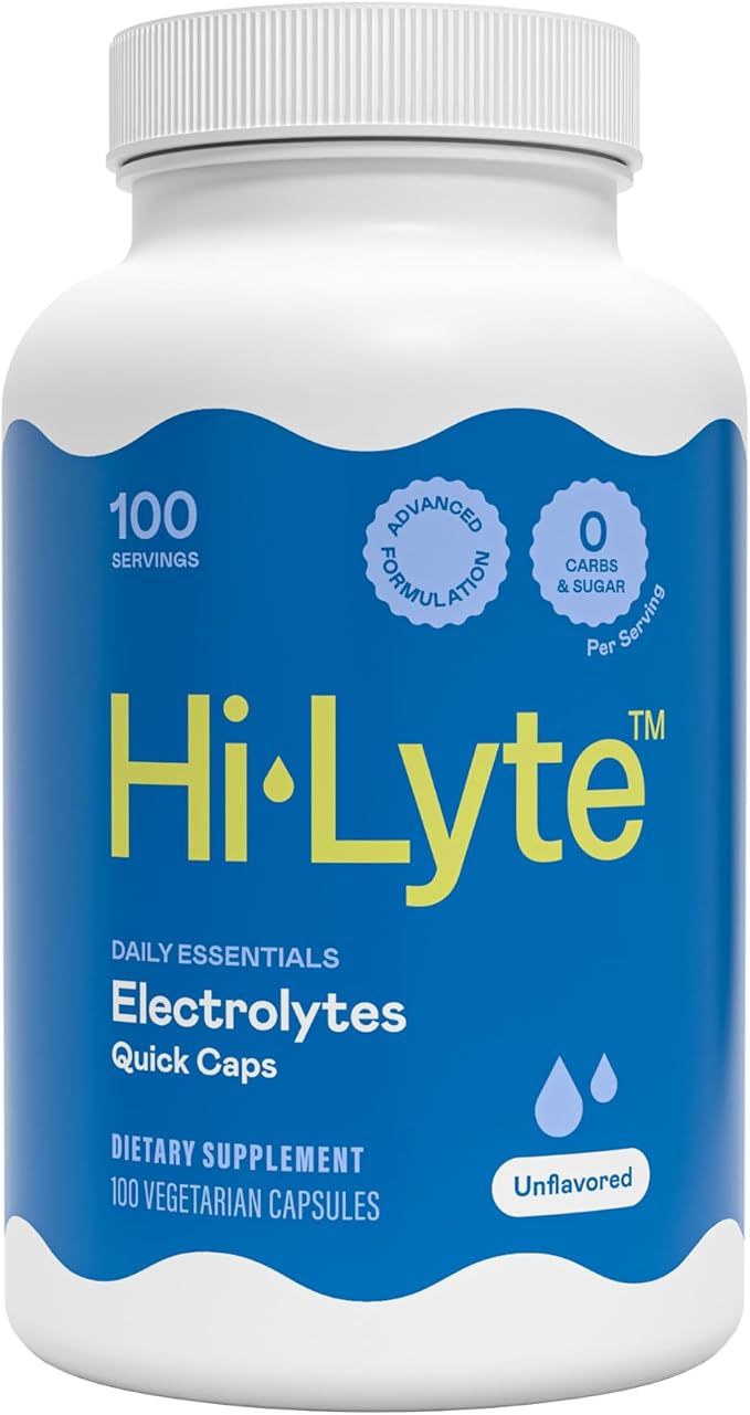 Hi-Lyte Unflavored Electrolyte Capsules - Hydration Support Supplement Tablets - Sodium, Potassium, Magnesium - 100 Servings