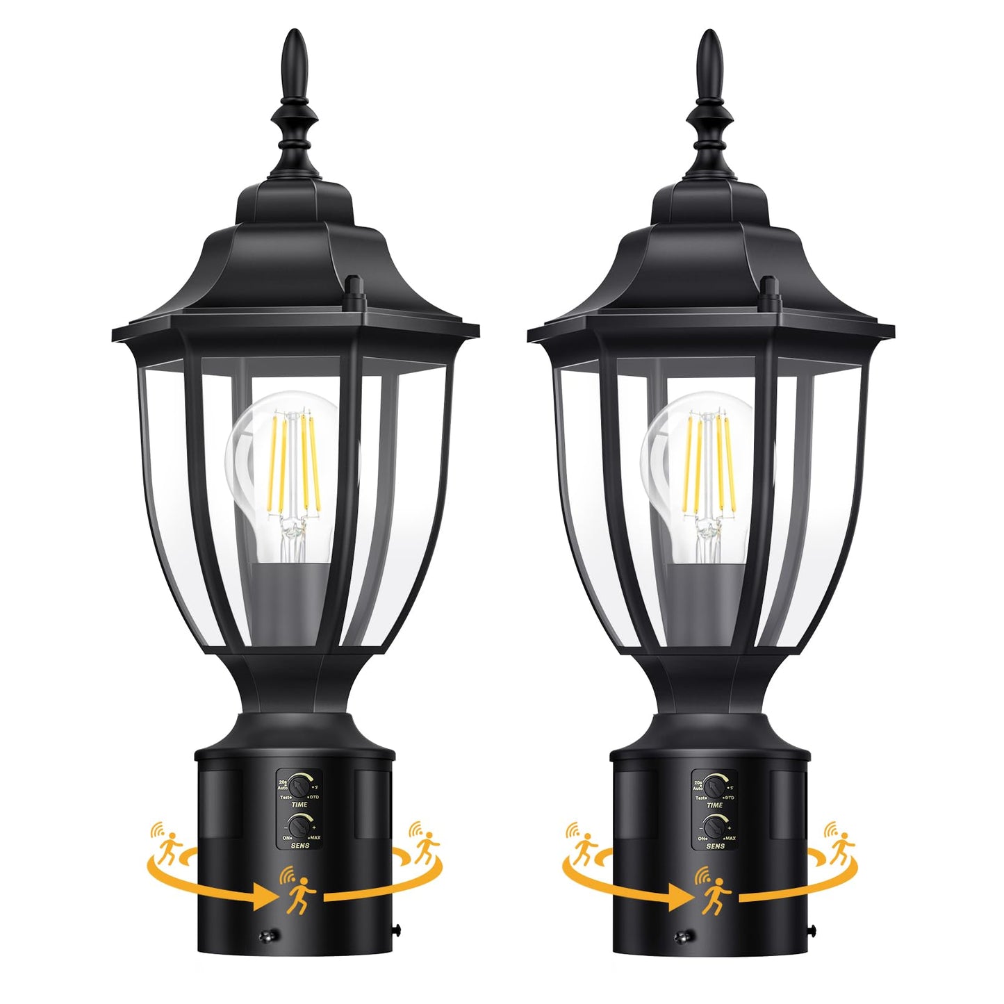 Lamomo 2 Pack Motion Sensor Outdoor Post Lights  Dusk To Dawn Lamp Post Light Fixture  Waterproof Aluminum Lamp Posts Outdoor Lighting Pole Lantern For Yard Patio Pathway Garden
