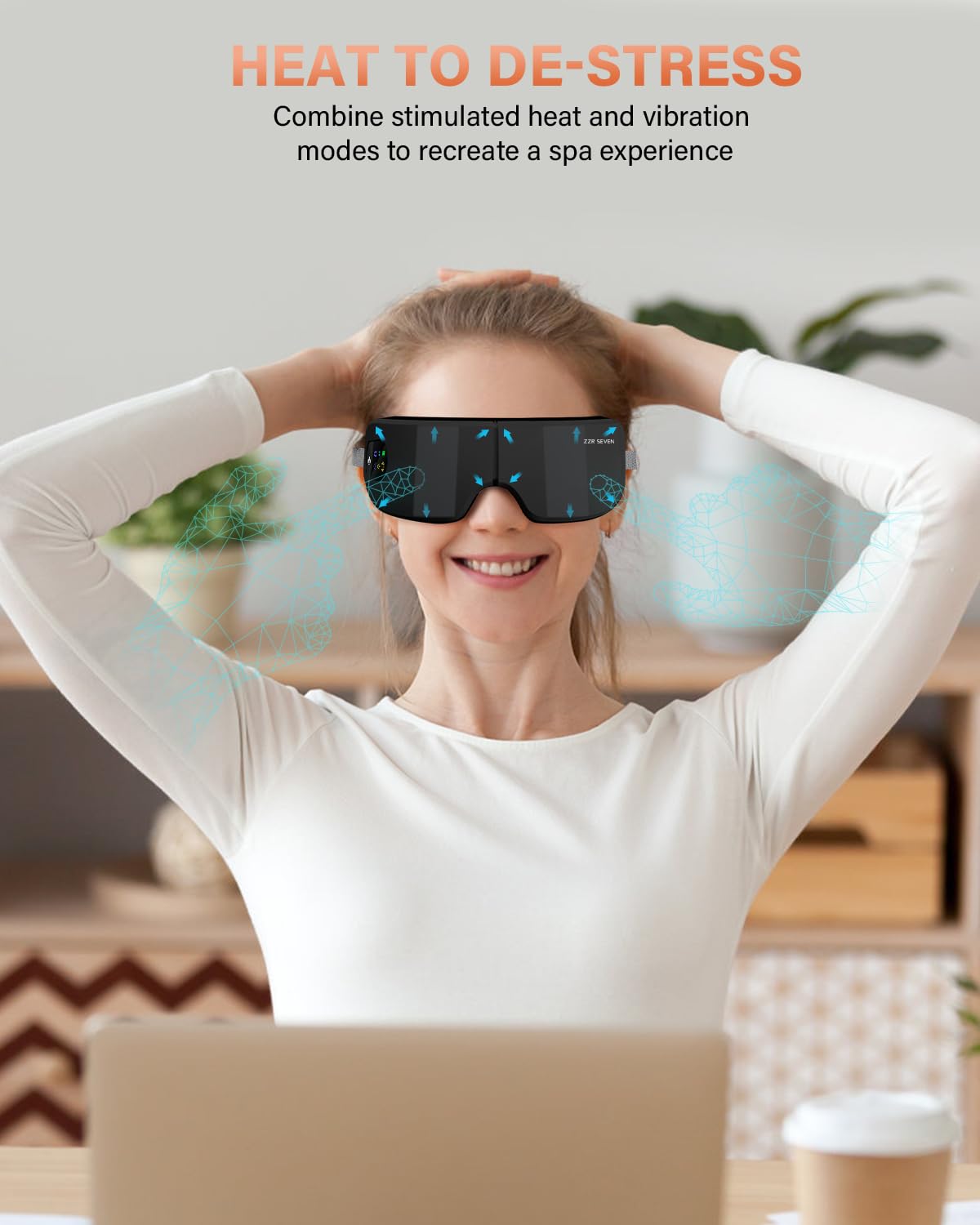 ZZR SEVEN Eye Massager with Heat, 7 Heating and Vibration Modes, Eye Mask, Birthday Gifts for Women, Men, Friend, Mom and Dad, Sleep Mask for Relax, Migraine Relief, Improve Sleep, Black