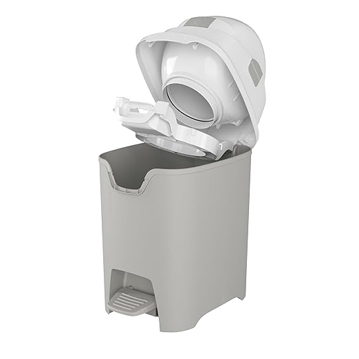 Foundations Mini Hands-Free Diaper Pail with Airtight Lid - Durable & Odorless Diaper Disposal, Large Capacity, Holds up to 30 Newborn Diapers, Refill with Any Bags - Gray