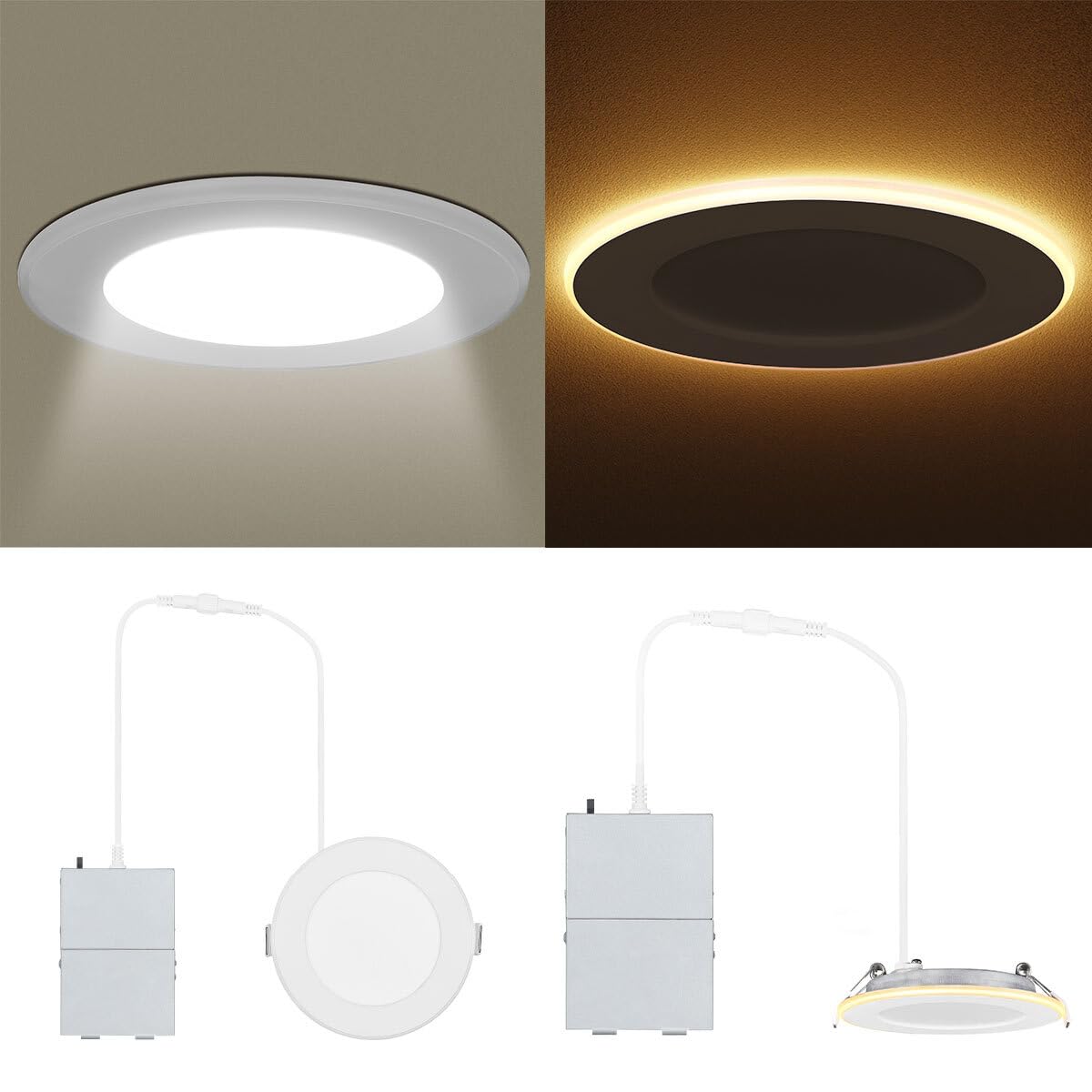 LEDVANCE 6 Night Ring Recessed Ceiling Downlight with Night Light, 12W, Recessed Lighting with 5 CCT (2700K/3000K/3500K/4000K/50